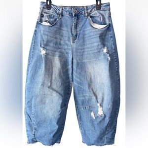 KanCan Light Blue Distressed Barrel Jeans